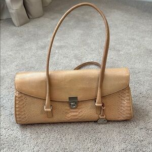 Brahmin Satchel | tan Embossed Leather | Structured Top Handle Bag